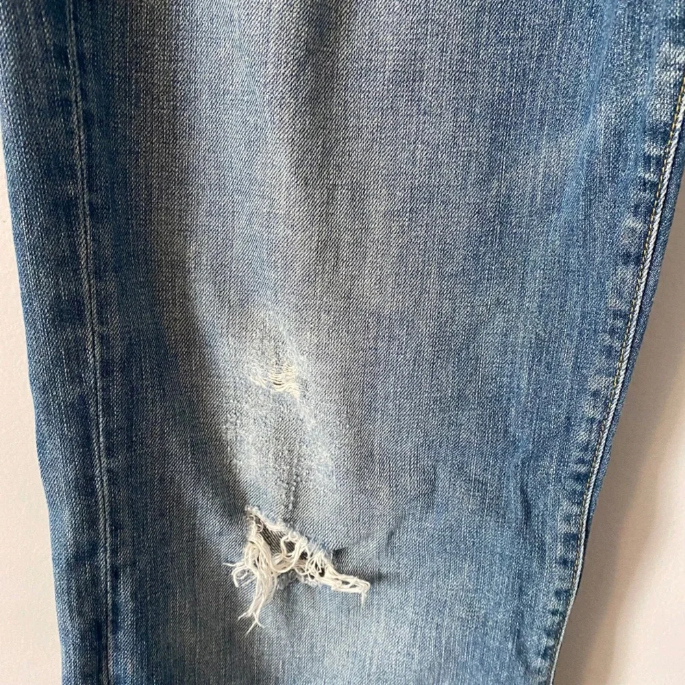 VTG Lucky Brand Slim Bootleg Distressed Jeans Men 36 Blue Button Fly Made in USA